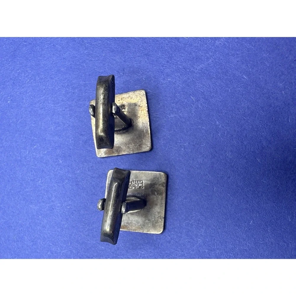Lara Metales Casados Cufflinks Alpaca Mixed Metals Geometric Brushed Vtg